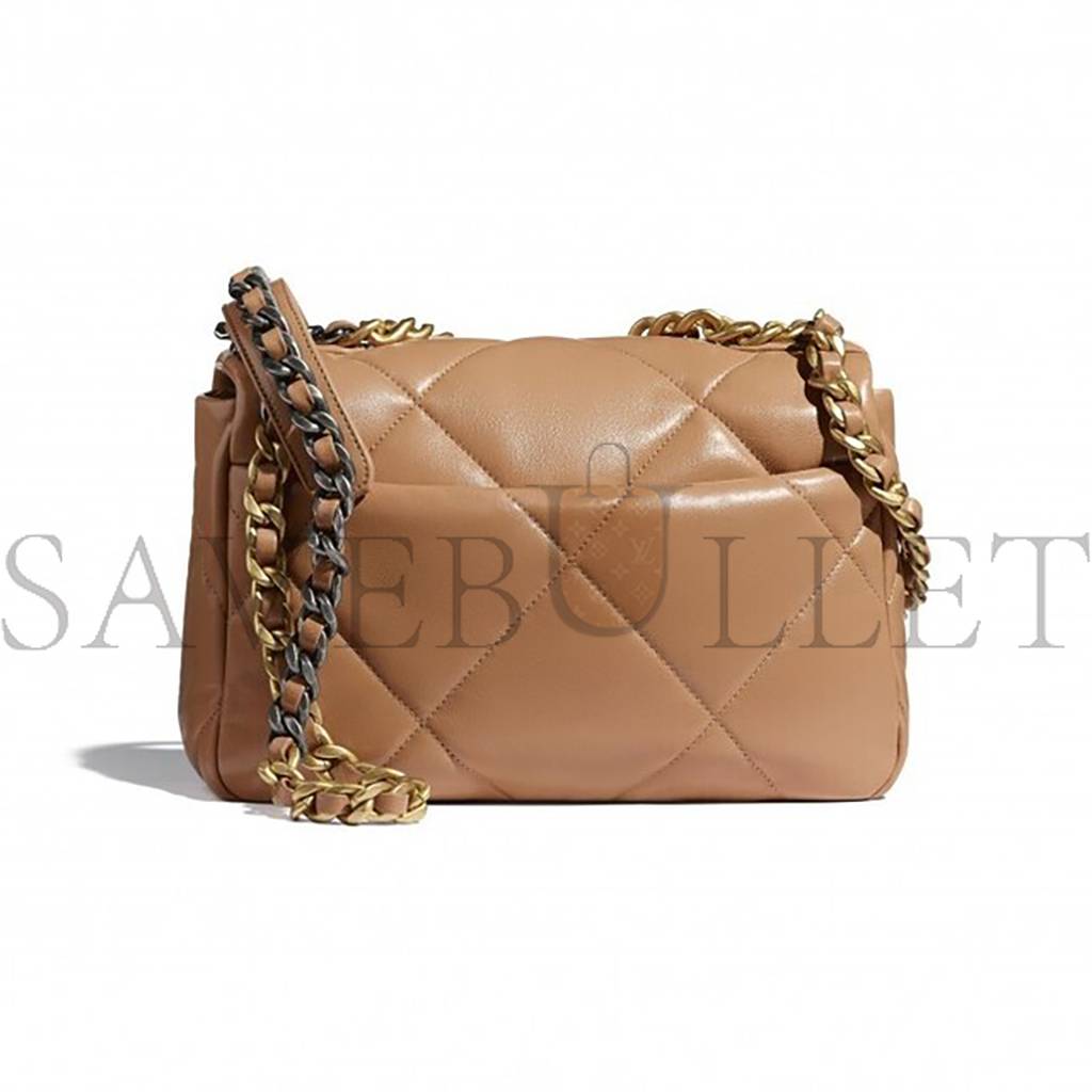 Ch*el 19 handbag gold hardware as1160 b04852 nb356 (26*16*9cm)